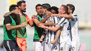 L'esultanza al gol di Morata