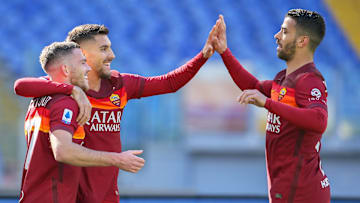 L'esultanza di Veretout, Pellegrini e Spinazzola
