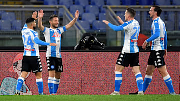 I calciatori del Napoli esultano I calciatori del Napoli esultano