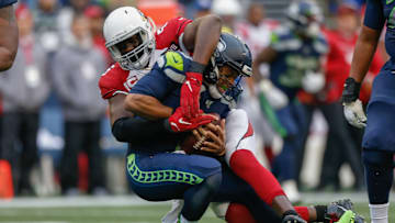 Russell Wilson took five sacks Sunday against the Cardinals.