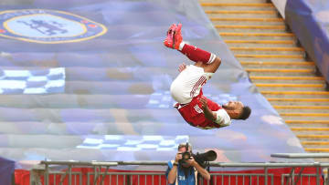 Pierre-Emerick Aubameyang celebrando con el Arsenal
