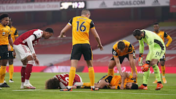 Raul Jimenez e David Luiz, Wolverhampton-Arsenal