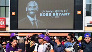 Fans outside Staples Center in Los Angeles following news of the death of Kobe Bryant