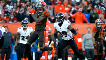 Cleveland Browns receiver Jarvis Landry in a game against division rivals the Baltimore Ravens