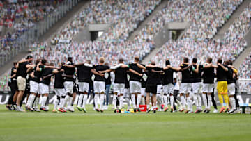 Borussia Monchengladbach celebrate their Champions League qualification