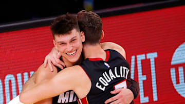 Tyler Herro and Goran Dragic after game 4.