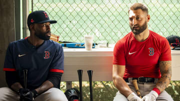 Boston Red Sox outfielders Jackie Bradley Jr. and Kevin Pillar during Spring Training
