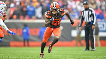 Rashard Higgins runs downfield for the Cleveland Browns