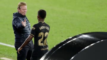 Ronald Koamen y Ansu Fati en la victoria del FC Barcelona ante el Celta
