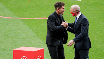 Simeone celebrando el título de liga del Atlético de Madrid