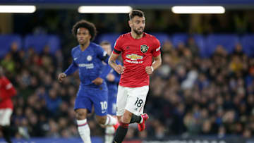Bruno Fernandes lors de la dernière confrontation entre Chelsea et Manchester United