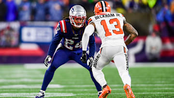 Browns WR Odell Beckham Jr lined up against Patriots CB Stephon Gilmore