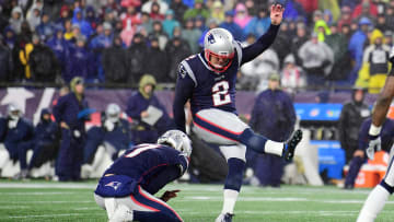 Former New England Patriots kicker Nick Folk in a game against the Dallas Cowboys