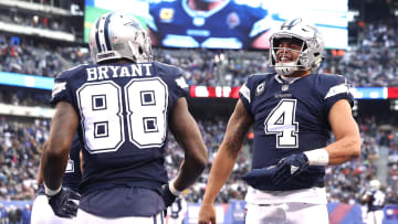 Dallas Cowboys QB Dak Prescott with WR Dez Bryant