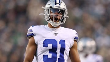 Cowboys defensive back Byron Jones catches his breath between plays in a game against the Philadelphia Eagles.