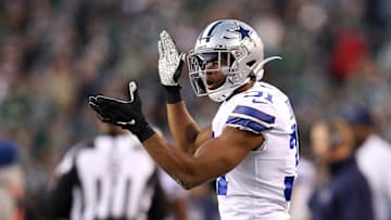 Dallas Cowboys cornerback Byron Jones hyping up his teammates vs. the Philadelphia Eagles