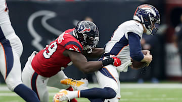 Houston Texans' LB takes down Denver Broncos' quarterback Drew Lock in a game against Denver