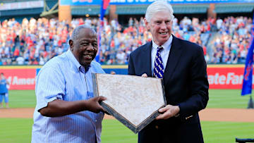 Atlanta Braves legend Hank Aaron and chairman Terry McGuirk