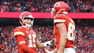 Kansas City Chiefs quarterback Patrick Mahomes and tight end Travis Kelce