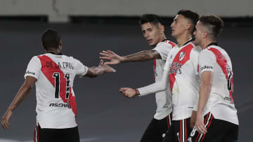 FBL-ARGENTINA-RIVER-ARSENAL - River festeja el gol.