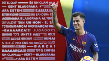Philippe Coutinho en su presentación con el FC Barcelona