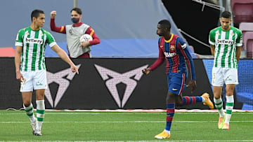 Real Betis e Barcelona se enfrentam pela LaLiga 2020/21.