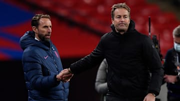 Gareth Southgate dan Kasper Hjulmand Gareth Southgate dan Kasper Hjulmand