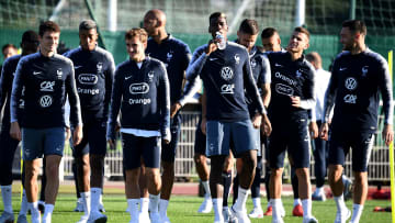 L'Équipe de France à l'entraînement. 