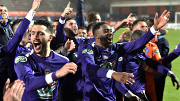 La joie des joueurs de Canet après la victoire face à l'OM. 