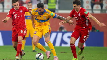 André-Pierre Gignac face au Bayern Munich en finale de la Coupe du Monde des Clubs. 