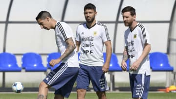 Di María, Agüero y Messi con Argentina