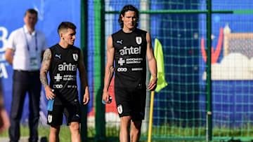 FBL-WC-2018-URU-TRAINING - Cavani y Torreira, en la Selección de Uruguay.
