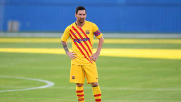 Messi en el amistoso con Gimnastic