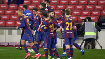 Drehten das 0:2 aus dem Hinspiel und zogen doch noch ins spanische Pokalfinale ein: die Spieler vom FC Barcelona