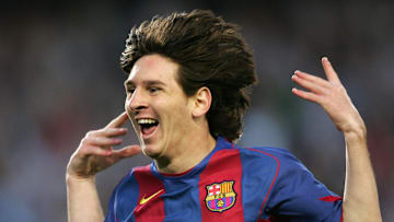 FC Barcelona's Argentinian Messi celebra