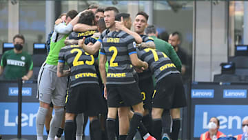 L'esultanza dell'Inter contro l'Hellas Verona 