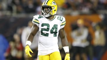 Green Bay Packers' safety Raven Greene on the field in a game vs. the Chicago Bears