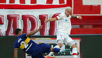 Huracan v Boca Juniors - Copa de la Liga Profesional 2021 - Briasco enfrentando a Boca, su futuro club.