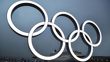 Illuminated Olympic Rings. 
During the Tokyo 2020 Summer...