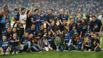 Inter Milan's players celebrate with the