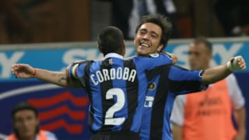 Inter's Alvaro Recoba  celebrates with I...
