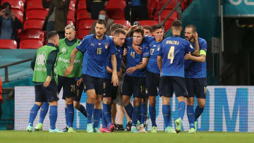 L'Italia festeggia il vantaggio contro l'Austria 