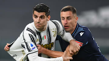 Alvaro Morata in azione contro la Lazio