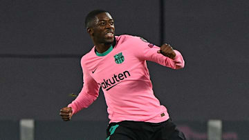 Ousmane Dembélé célèbre son but face à la Juventus en Ligue des Champions. Ousmane Dembélé célèbre son but face à la Juventus en Ligue des Champions.