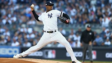 Luis Severino pitches against the Houston Astros in the 2019 ALCS