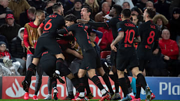 La joie des Colchoneros après la victoire sur Liverpool. 