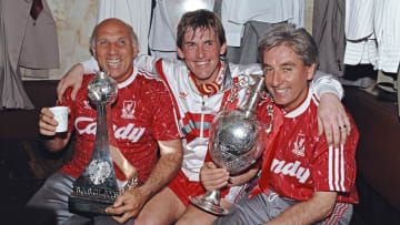 Liverpool Player Manager Kenny Dalglish Ronnie Moran and Roy Evans Celebrate 1990 Division One