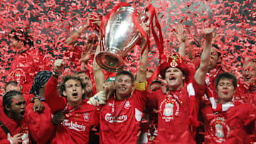 Liverpool's captain Steven Gerrard holds