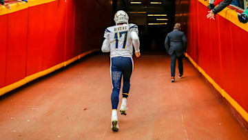 Philip Rivers jogs off the field after the Los Angeles Chargers played the Kansas City Chiefs