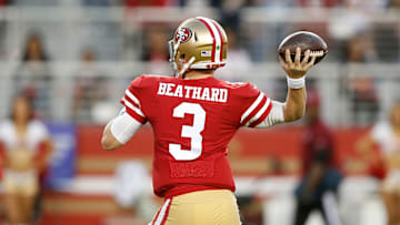 Quarterback CJ Beathard prepares to throw for the San Francisco 49ers